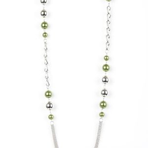 long silver &green necklace